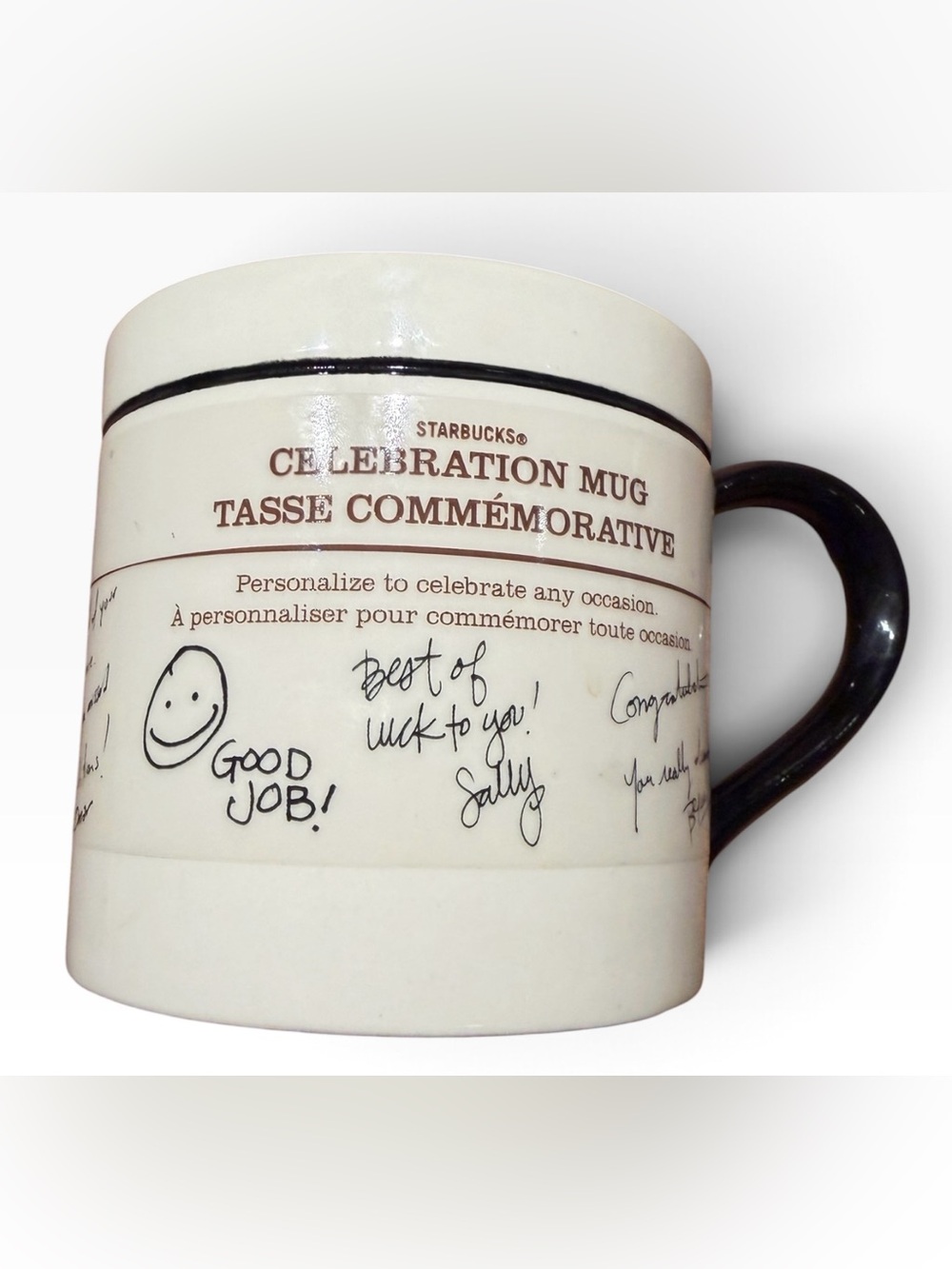 Starbucks Cream Celebration Mug with Black Handle NWT